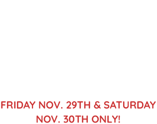 The Big Black Friday Deal! $100 to use how you choose! Use it as rent or reduce the cash price of your new purchase. Friday Nov.29th & Saturday Nov.30th